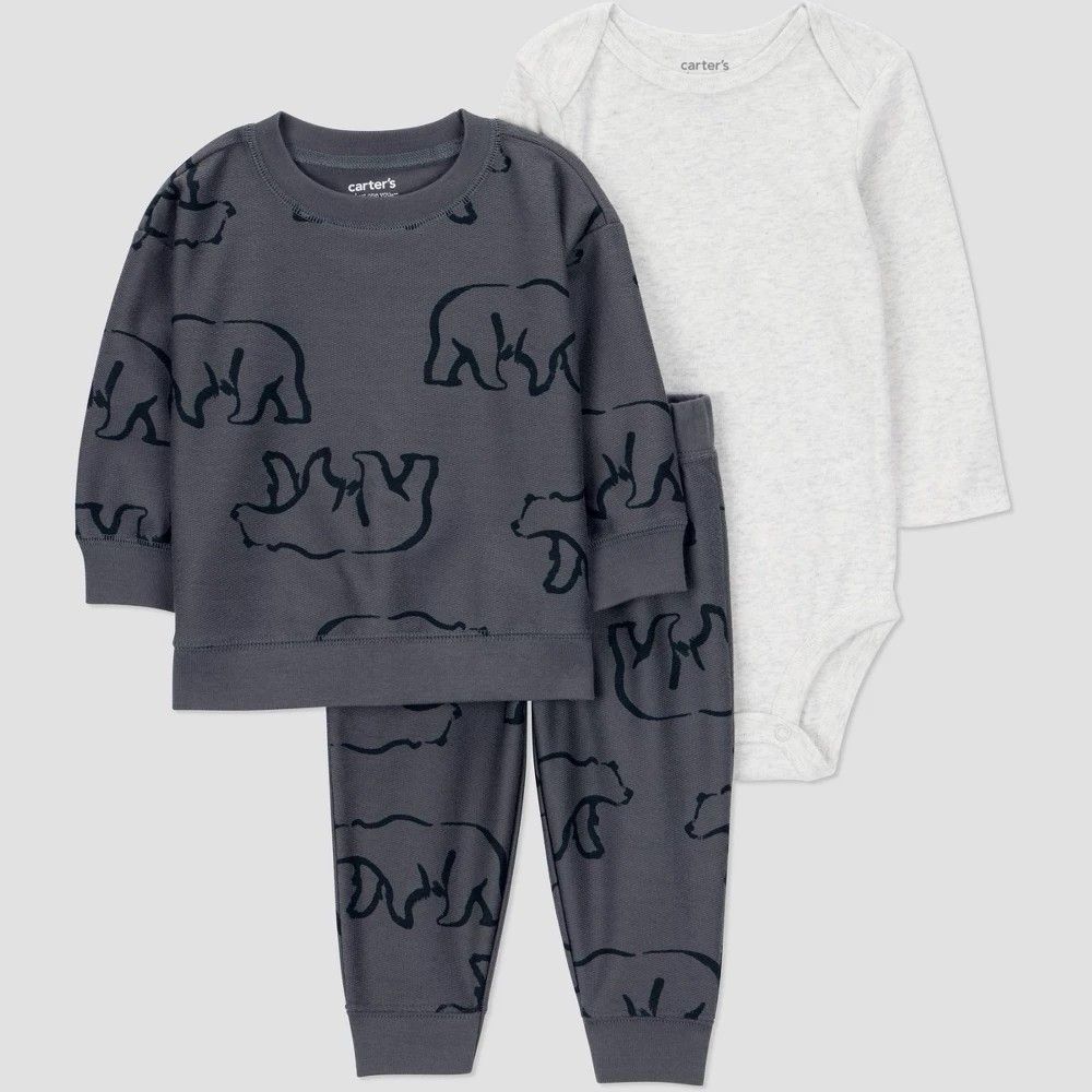 6 months Carter's Just One You® Baby Boys' 3pc Bear Sweatshirt & Jogger Set